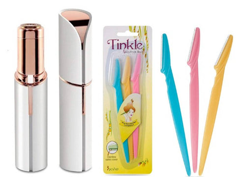 Flawless Electric Painless Facial Hair Remover Trimmers With Tinkle Eyebrow Razor