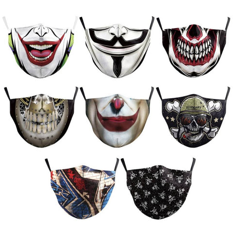 Halloween Scary Face Printed Face Mask Washable and Reusable Outdoor Mask (Unisex)