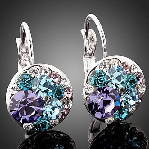 Korean Style Colorful Silver Color Earrings for Women Girls Wedding Fashion Jewelry Earrings Cubic Zirconia Christmas Gifts