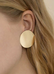 B 2020 Women Geometry Gold Retro Temperament Small Wafer Cute Round Versatile Metal Alloy Simple Ball Exaggerated Earrings 2.5CM