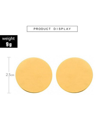 B 2020 Women Geometry Gold Retro Temperament Small Wafer Cute Round Versatile Metal Alloy Simple Ball Exaggerated Earrings 2.5CM