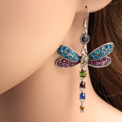 Earrings Women Dragonfly Tassel Earring Vintage Drop Dangle Earrings Boho Crystal Rhinestone Trendy Fashion Jewelry