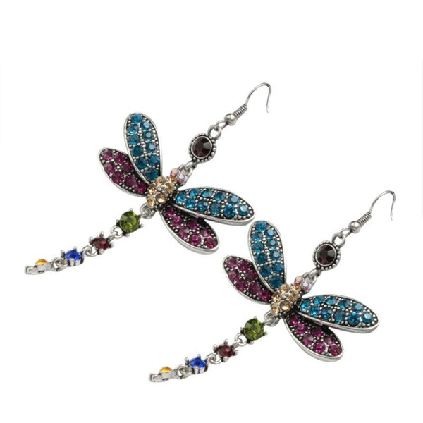 Earrings Women Dragonfly Tassel Earring Vintage Drop Dangle Earrings Boho Crystal Rhinestone Trendy Fashion Jewelry