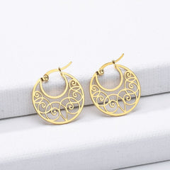 V Attract classic gold color Round Earrings Fashion Jewelry Hollow Out Dangle Flower Earrings Jewelry For Women wholesale