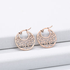 V Attract classic gold color Round Earrings Fashion Jewelry Hollow Out Dangle Flower Earrings Jewelry For Women wholesale