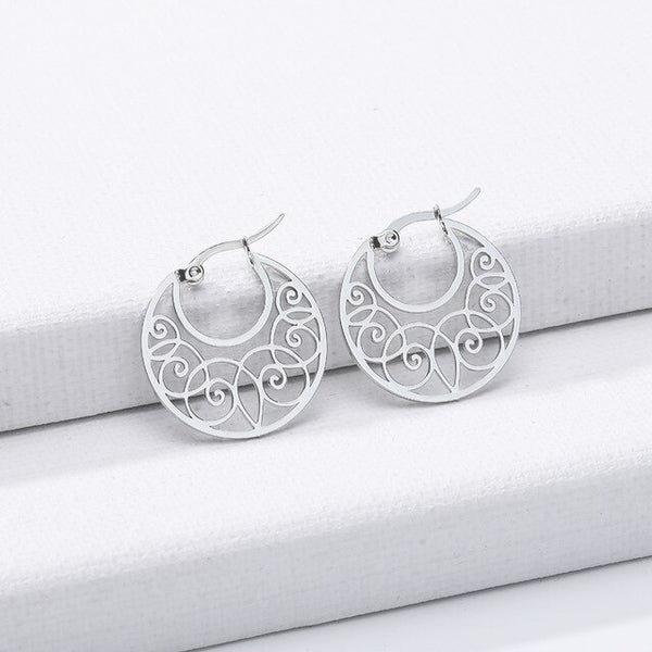 V Attract classic gold color Round Earrings Fashion Jewelry Hollow Out Dangle Flower Earrings Jewelry For Women wholesale