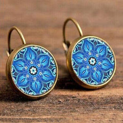Life Mandala Flower Vintage Bronze Earrings Leopard Patten Retro Ear Hook Party Jewelry Valentine Gift For Women Girls 32 Styles