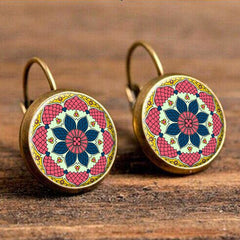 Life Mandala Flower Vintage Bronze Earrings Leopard Patten Retro Ear Hook Party Jewelry Valentine Gift For Women Girls 32 Styles