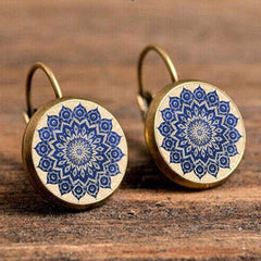 Life Mandala Flower Vintage Bronze Earrings Leopard Patten Retro Ear Hook Party Jewelry Valentine Gift For Women Girls 32 Styles