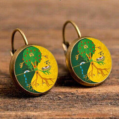 Life Mandala Flower Vintage Bronze Earrings Leopard Patten Retro Ear Hook Party Jewelry Valentine Gift For Women Girls 32 Styles