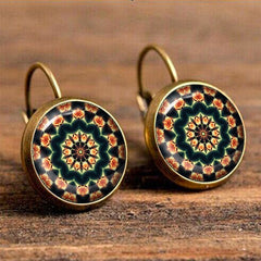 Life Mandala Flower Vintage Bronze Earrings Leopard Patten Retro Ear Hook Party Jewelry Valentine Gift For Women Girls 32 Styles