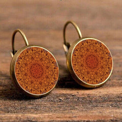 Life Mandala Flower Vintage Bronze Earrings Leopard Patten Retro Ear Hook Party Jewelry Valentine Gift For Women Girls 32 Styles