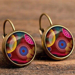 Life Mandala Flower Vintage Bronze Earrings Leopard Patten Retro Ear Hook Party Jewelry Valentine Gift For Women Girls 32 Styles