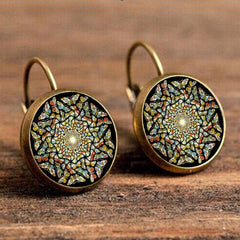 Life Mandala Flower Vintage Bronze Earrings Leopard Patten Retro Ear Hook Party Jewelry Valentine Gift For Women Girls 32 Styles
