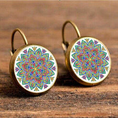 Life Mandala Flower Vintage Bronze Earrings Leopard Patten Retro Ear Hook Party Jewelry Valentine Gift For Women Girls 32 Styles