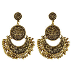 Crazy Feng Antique Gold Color Statement Earrings for Women Bell Long Pendant Jhumka Indian Gyspy Earring Mujer Accessories