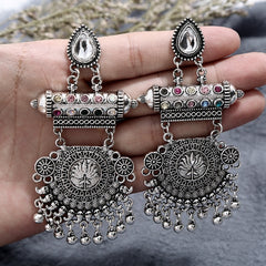 Crazy Feng Antique Gold Color Statement Earrings for Women Bell Long Pendant Jhumka Indian Gyspy Earring Mujer Accessories
