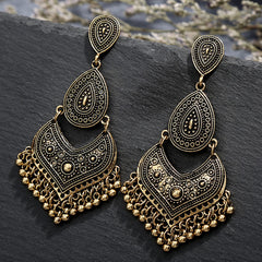 Crazy Feng Antique Gold Color Statement Earrings for Women Bell Long Pendant Jhumka Indian Gyspy Earring Mujer Accessories