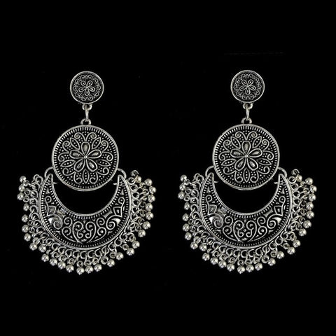 Crazy Feng Antique Gold Color Statement Earrings for Women Bell Long Pendant Jhumka Indian Gyspy Earring Mujer Accessories