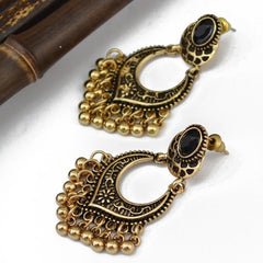 Crazy Feng Antique Gold Color Statement Earrings for Women Bell Long Pendant Jhumka Indian Gyspy Earring Mujer Accessories