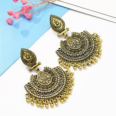 Crazy Feng Antique Gold Color Statement Earrings for Women Bell Long Pendant Jhumka Indian Gyspy Earring Mujer Accessories