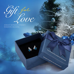 Cdyle 925 Silver Jewelry Wedding Bridal Engagement Earrings with Shiny Cubic Zircon Geometric Blue Crystal Earrings for Women