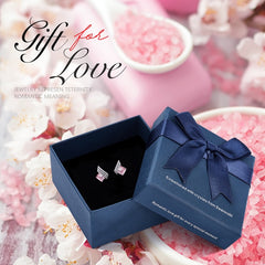 Cdyle 925 Silver Jewelry Wedding Bridal Engagement Earrings with Shiny Cubic Zircon Geometric Blue Crystal Earrings for Women