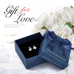 Cdyle 925 Silver Jewelry Wedding Bridal Engagement Earrings with Shiny Cubic Zircon Geometric Blue Crystal Earrings for Women