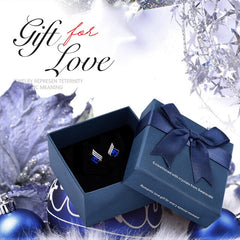 Cdyle 925 Silver Jewelry Wedding Bridal Engagement Earrings with Shiny Cubic Zircon Geometric Blue Crystal Earrings for Women