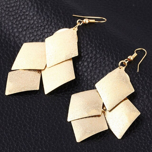 New Creative Leaf Earrings Geometric Long Temperament Earrings Gold Silver Ladies Fashion Daily Jewelry Gift 925