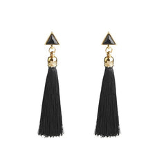 Bohemian Crystal Long Tassel Earrings Black Blue Red Pink Silk Fabric Drop Dangle Earrings Women Jewelry For Party Beach