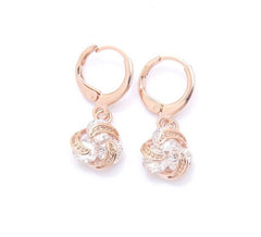 Free shipping New Fashion Hot Sale Women/Girl's Gold-color Bright CZ Crystal Stone Romantic Style Dangle Earrings For Women