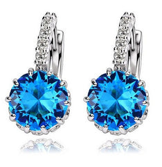 Free shipping New Fashion Hot Sale Women/Girl's Gold-color Bright CZ Crystal Stone Romantic Style Dangle Earrings For Women