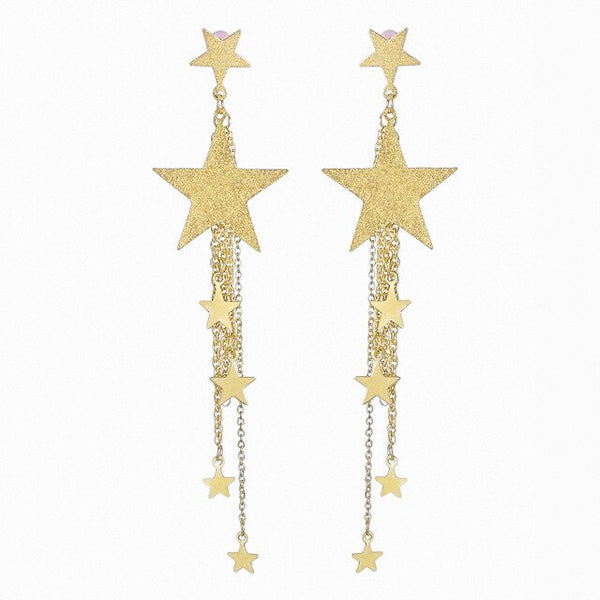 Exquisite And Elegant five-pointed Star Long Tassel Earrings Wild Fashion Business Casual Earrings Daily Jewelry Banquet Ladies