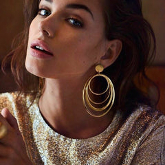 New Retro Exaggerated Earrings Jewelry For Women Party Wedding Banquet Spring Alloy Geometric Circle Earrings Female Accessories