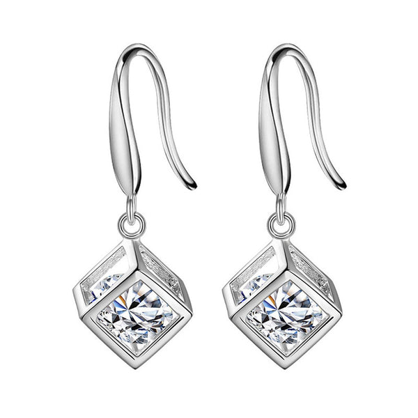 Best Selling Delicate Crystal Pendant Jewelry Earrings For Women Party Wedding Banquet Elegant Square Earrings Accessories Gift