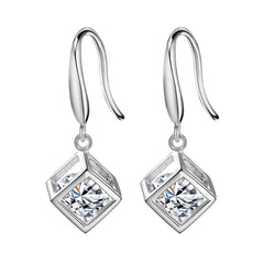 Best Selling Delicate Crystal Pendant Jewelry Earrings For Women Party Wedding Banquet Elegant Square Earrings Accessories Gift