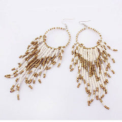 Beautiful Bohemian Earrings Fringed Long Section Of Big Beads Pendant Drop Earrings Exquisite Jewelries Accessory Oorbellen Sets