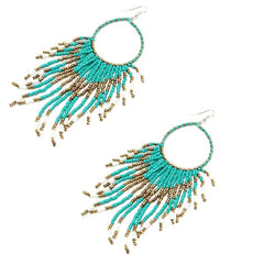 Beautiful Bohemian Earrings Fringed Long Section Of Big Beads Pendant Drop Earrings Exquisite Jewelries Accessory Oorbellen Sets